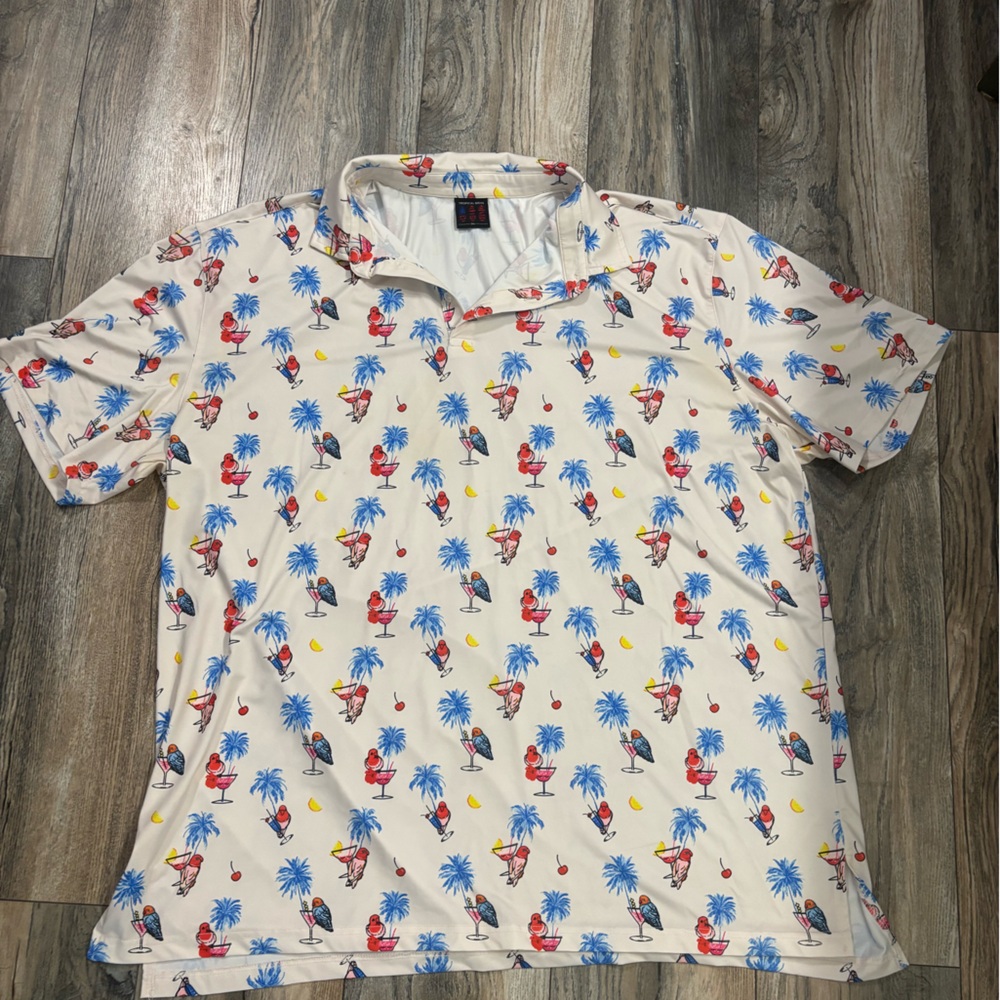 Tropical Bros Men’s Size XXL Short Sleeve Pineapple Polo Polyester Spandex